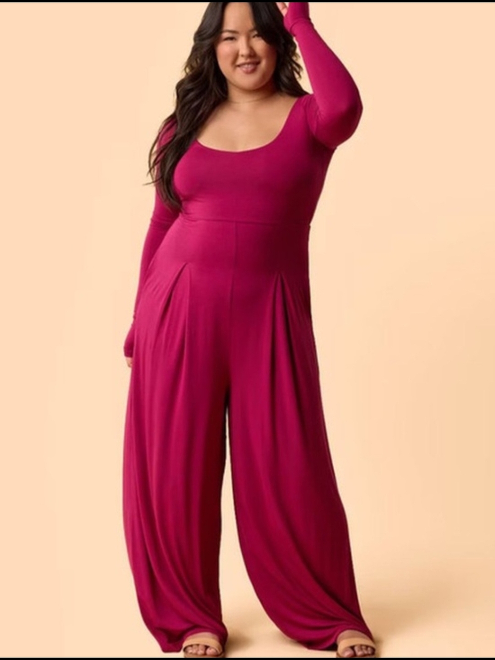 COPY-[NWT] Blogilates - Cascade V Neck Jumpsuit - Burgundy - 1X